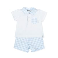        Boys Tutto Piccolo Blue and White T Shirt and Shorts Set 1682