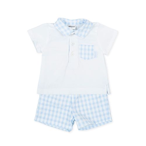 PRE ORDER SS21 Boys Tutto Piccolo Blue and White T Shirt and Shorts Set 168