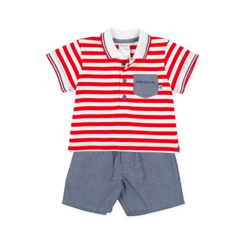 PRE ORDER SS21 Boys Tutto Piccolo Red, White and Blue T Shirt and Shorts Se