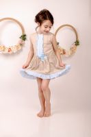 Girls Eva Camel and Blue Dress 1407 - CLEARANCE PRICE - NOW ONLY £15