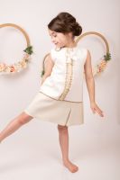 Girls Eva Camel and Cream Dress 1451 - CLEARANCE PRICE - NOW ONLY £15
