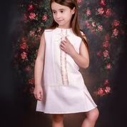 Girls Eva Pink and Cream Dress 1424