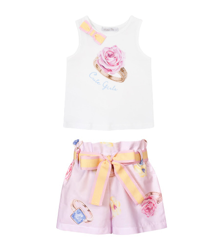 PRE ORDER SS21 Girls Balloon Pink Top and Short Set