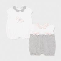 Girls Mayoral Romper 1606 2 Pack Silver