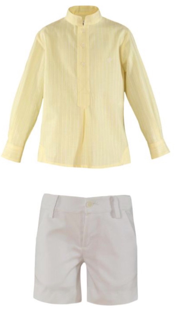 PRE ORDER SS21 Boys Miranda Lemon and White Short Set 243