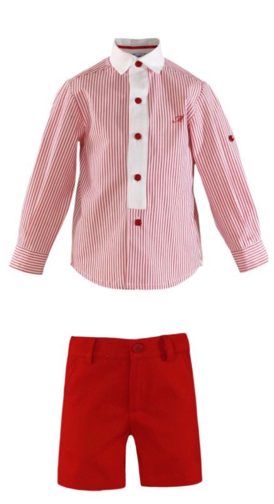 PRE ORDER SS21 Boys Miranda Red and White Short Set 253