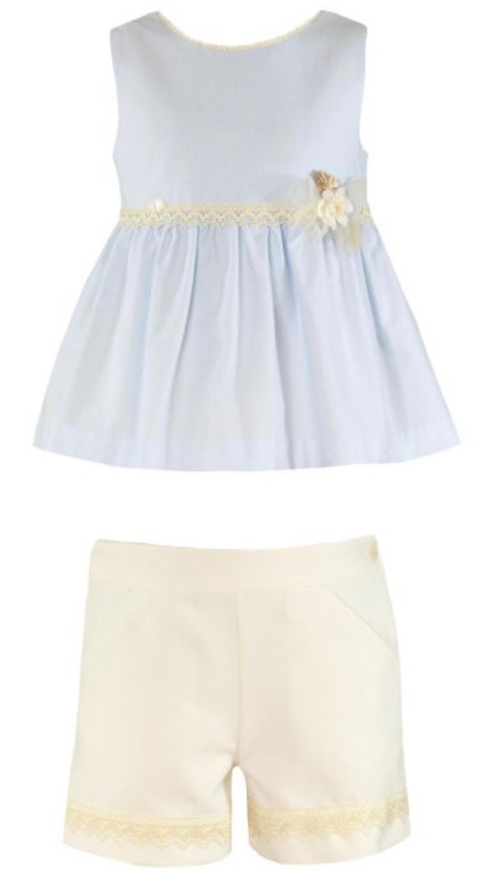 PRE ORDER SS21 Girls Miranda Blue and Cream Shorts Set 345 *Available upto 