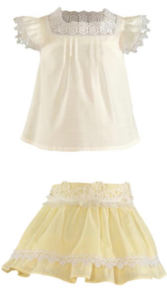 PRE ORDER SS21 Girls Miranda Lemon and White Skirt Set 241
