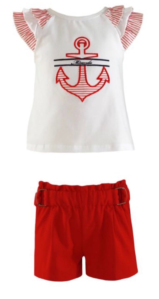 PRE ORDER SS21 Girls Miranda Red and White Short Set 259(252C/2593)