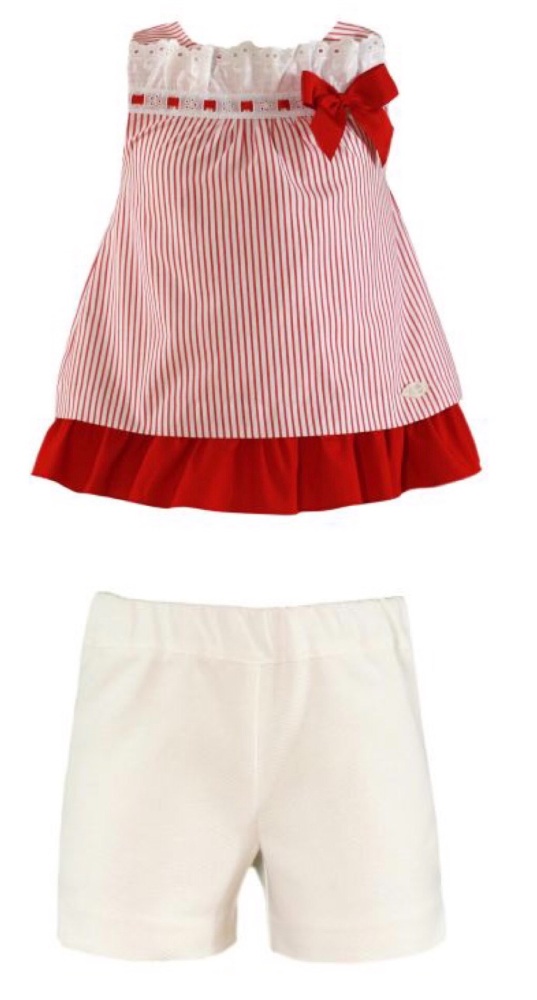 PRE ORDER SS21 Girls Miranda Red and White Shorts Set 294