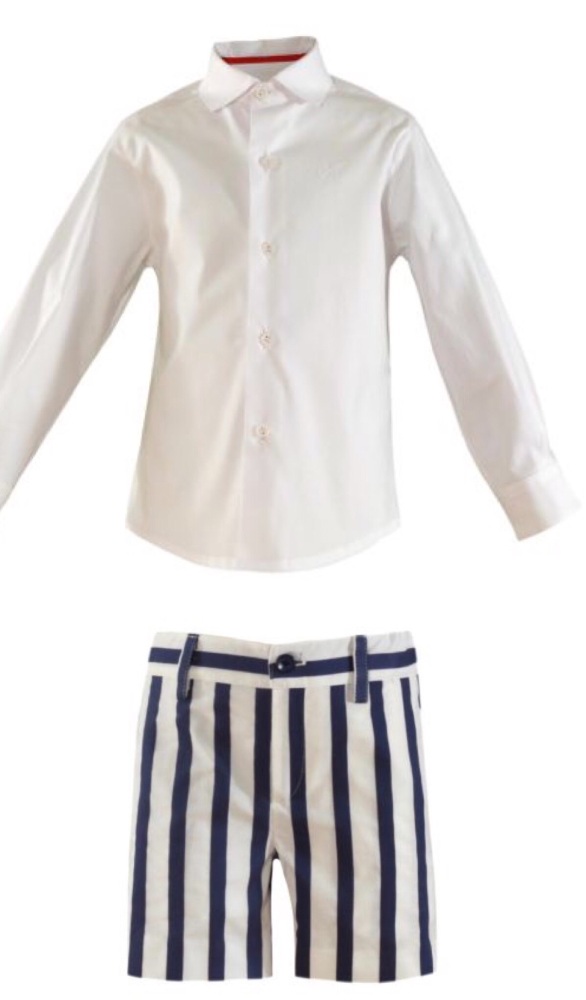 PRE ORDER SS21 Boys Miranda Blue and White Short Set 260