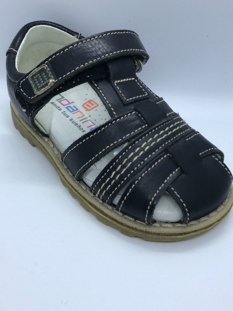 Boys Andanines Navy Leather Sandals 27040