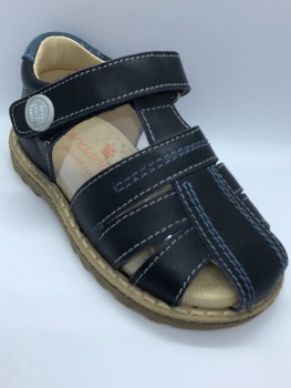 Boys Andanines Navy Leather Sandals 171377