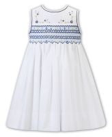            Girls Sarah Louise Dress 012298 White and Navy