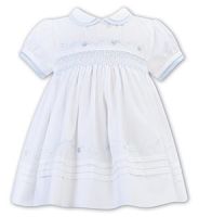            Girls Sarah Louise Dress 012265 White and Blue