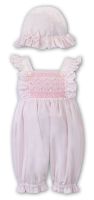            Girls Sarah Louise Romper and Hat 012287 Pink
