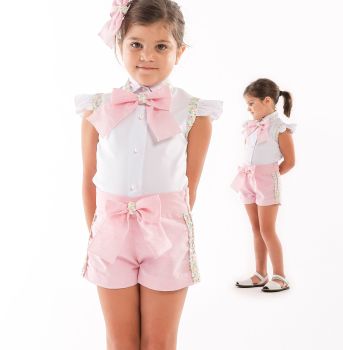            Girls Naxos Pink and White Short Set 6765 6752