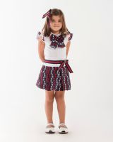            Girls Naxos Navy, Red and White Top and Skirt Set 6767 6747