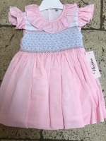            Girls Naxos Hand Smocked Dress 6728 Pink