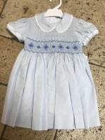            Girls Naxos Hand Smocked Dress 6730 Blue