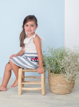 Girls Basmarti Blue, White and Red Top and Skirt Set 21112