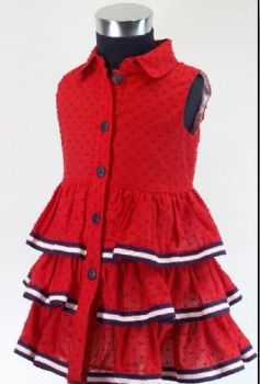 Girls Basmarti Red, White and Navy Dress 21152