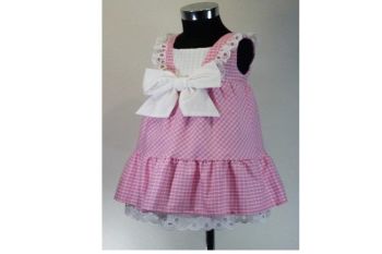 Girls Cuka Pink and White Dress 88690