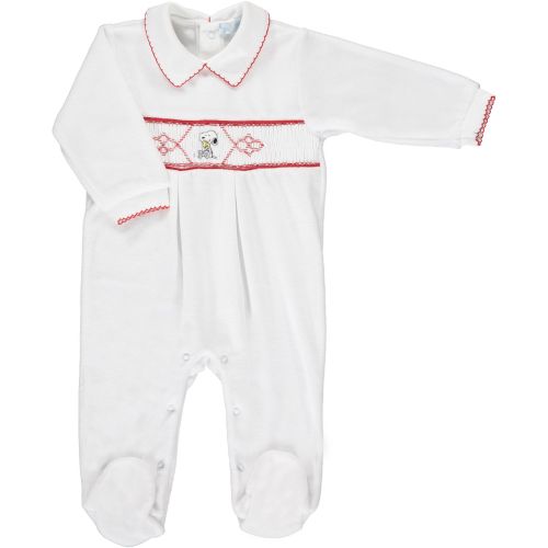 Mini la Mode Smocked Babygrow - Snoopy SLBC02A White and Red