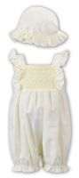 Girls Sarah Louise Romper and Hat 012287 Lemon