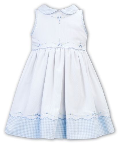            Girls Sarah Louise Dress 012321 White and Blue