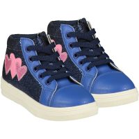Girls A*Dee Trainers W21502 Bright Blue Hearts