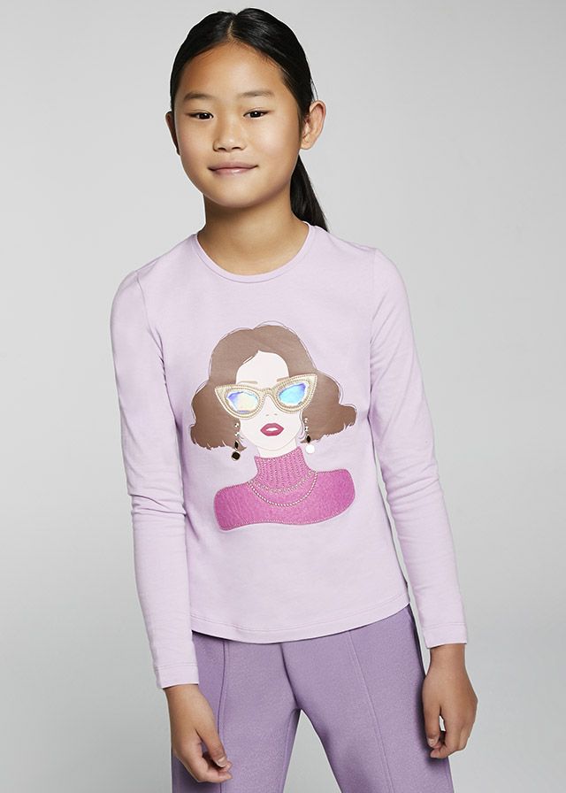 Girls Mayoral Long Sleeve Top 7084 Lilac 81