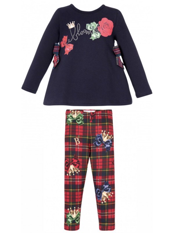PRE ORDER Girls Balloon Chic Red and Navy Top and Leggings Set