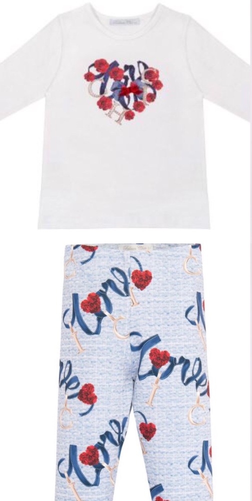 Girls Balloon Chic Blue Top and Leggings Set 521 360