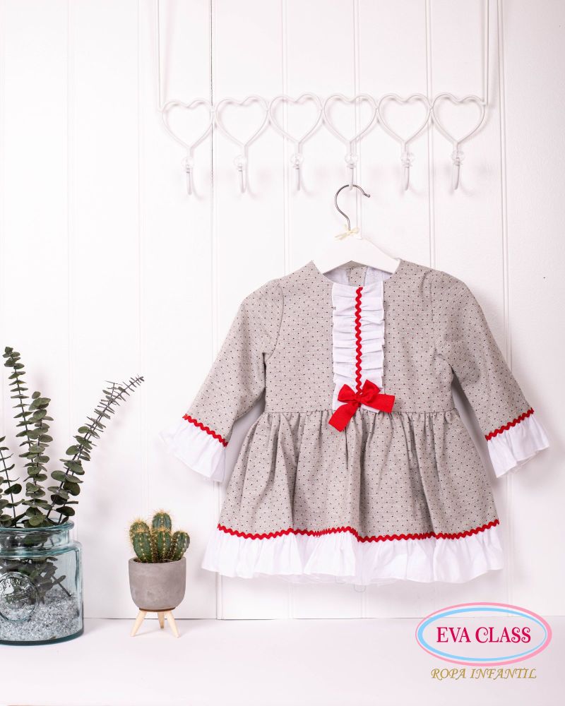 Girls Eva Class Grey, Red and White Dress 12401 - CLEARANCE PRICE - NOW ONLY £15