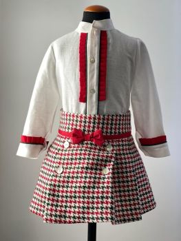  Girls Cuka Red, White and Green Dress Skirt Set 21993