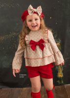  Girls Cuka Red and Beige Shorts Set 21693