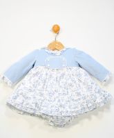            Girls Popys Blue and White Dress and Pants 24934