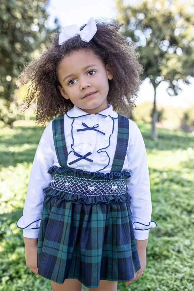            Girls Naxos Navy and Green Top and Skirt Set 