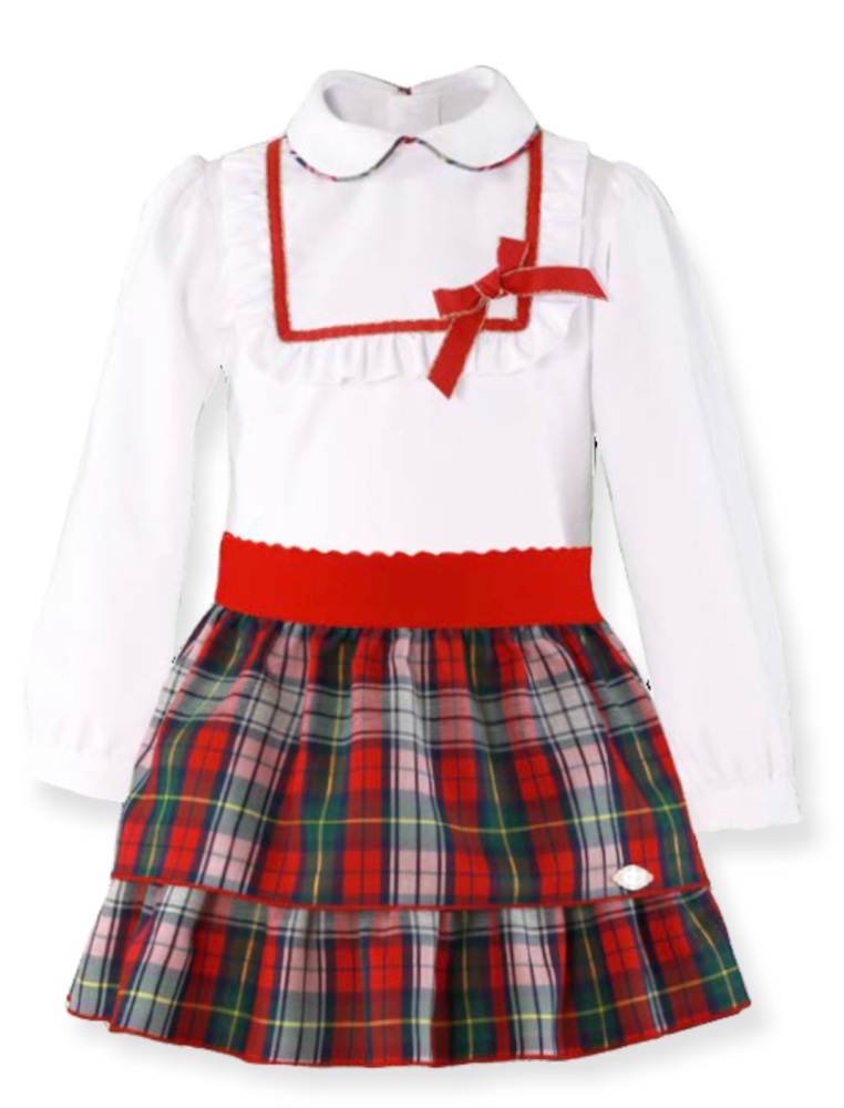 Girls Miranda Red and Grey Tartan Skirt Set 251