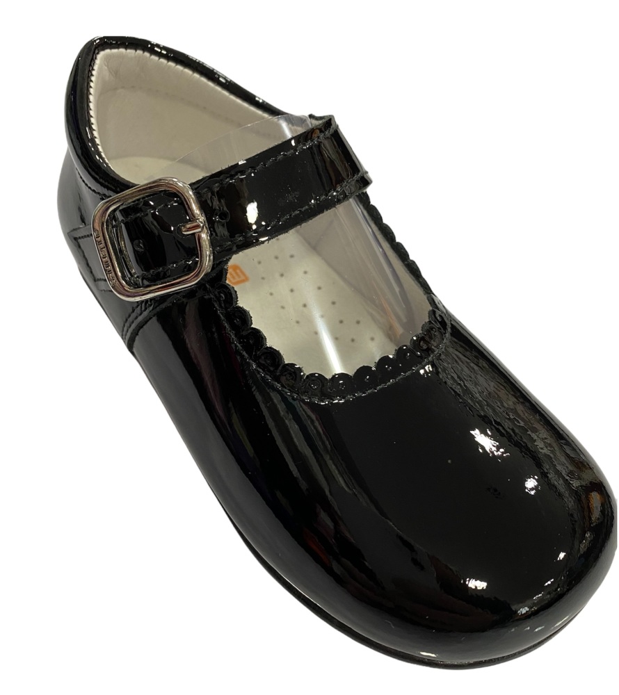 Girls Andanines Black Patent Mary Jane Shoes