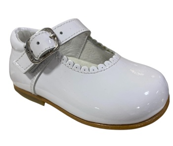 Girls Andanines White Patent Mary Jane Shoes