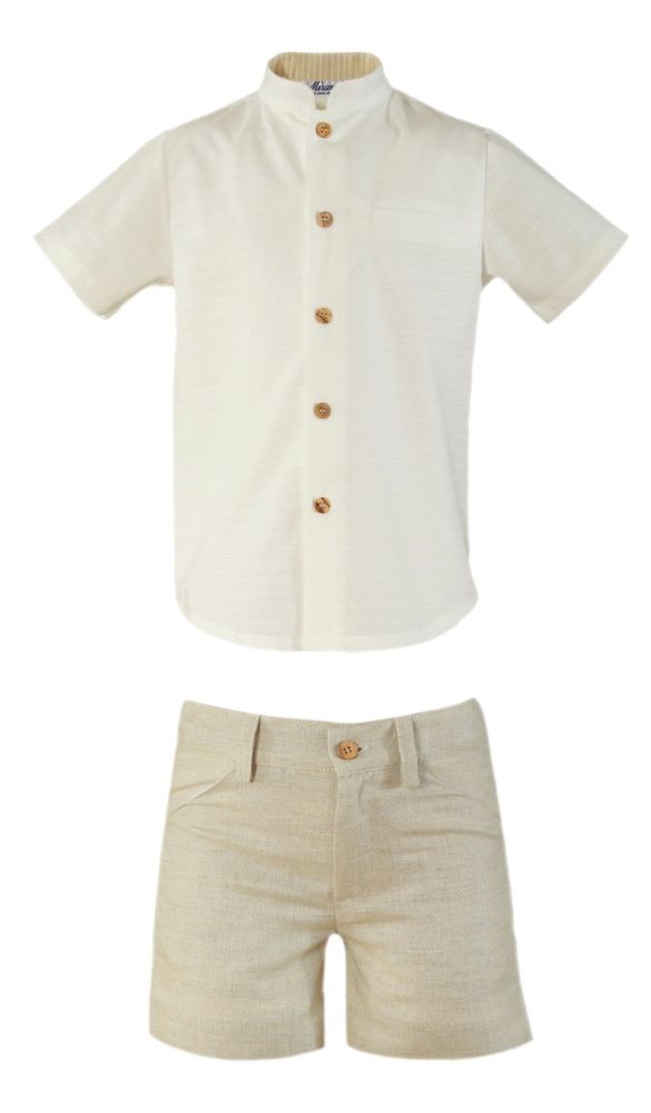 PRE ORDER Boys Miranda White and Camel Shorts Set 230