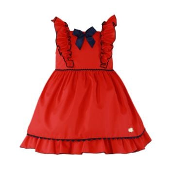 Girls Miranda Red and Navy Dress 608