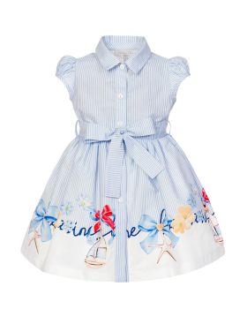   Girls Balloon Chic Blue and White Dress 257
