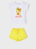 Girls Mayoral T Shirt and Shorts Set 3029 607 Lemon