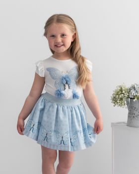 Girls Caramelo Butterfly Top and Skirt Set 012254 Blue
