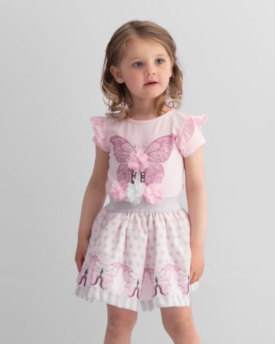 Girls Caramelo Butterfly Top and Skirt Set 012255 Pink