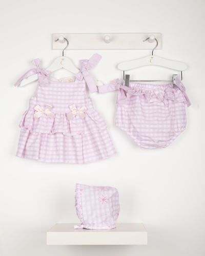 Girls Caramelo Gingham Floral Jampant Set 101586 Pink