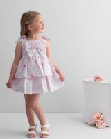 Girls Caramelo Gingham Flower Dress 102184 Pink